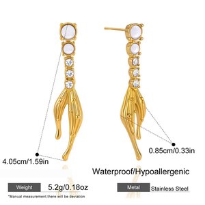 Romantic Series Cute Fish Stainless Steel Waterproof Gold Color Zircon Women's Dangle Earrings h5