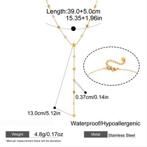 Simple Series Sweet Beads Star Stainless Steel Waterproof Gold Color Women's Beaded Necklaces h5