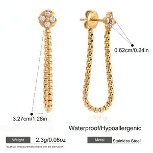 Simple Elegant Tassel Stainless Steel Waterproof Gold Color Women's Dangle Earrings h5