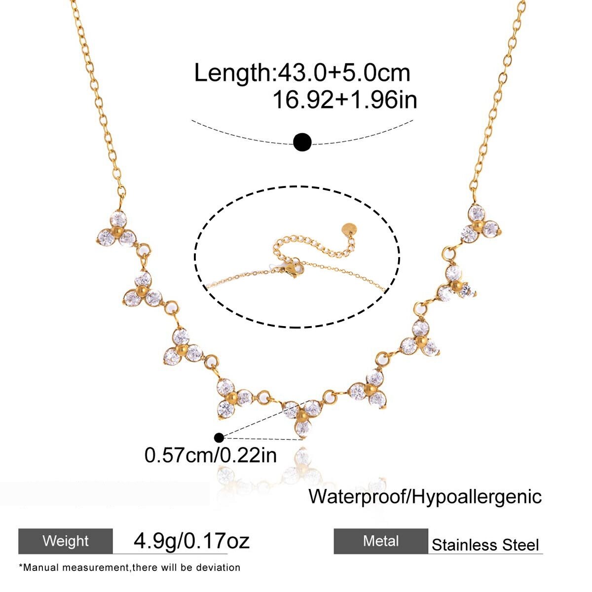 Elegante Sternketten-Sets Aus Wasserdichtem Edelstahl In Goldfarbe Mit Zirkonia Für Damen h5 