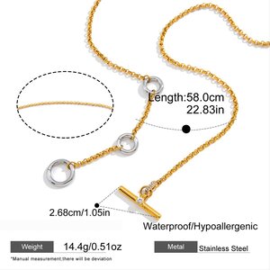 Simple Mixed Gold & Silver Colors Geometric Shape Stainless Steel Waterproof Women's Pendant Necklaces h5