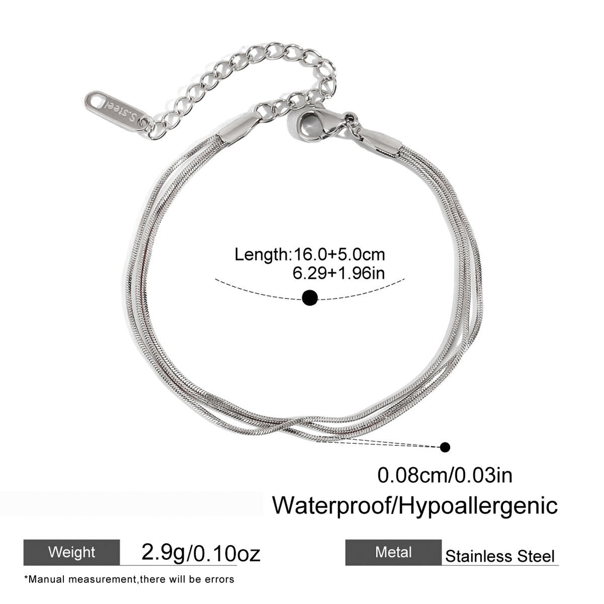 Simple Chain Stainless Steel Waterproof Zircon Women's Chain Bracelets h5 