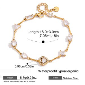 Simple Heart Stainless Steel Waterproof Gold Color Zircon Women's Charm Bracelets h5