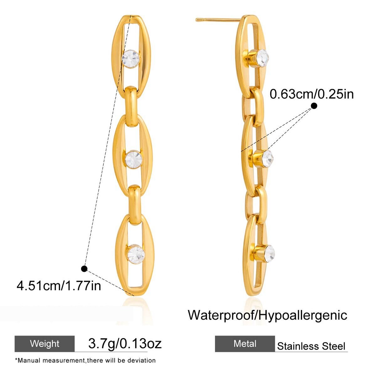 Simple Tassel Stainless Steel Waterproof Zircon Women's Dangle Earrings 
