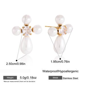 Vacation Shell Starfish Stainless Steel Waterproof Gold Color Artificial Pearl Women's Beaded Necklaces h5