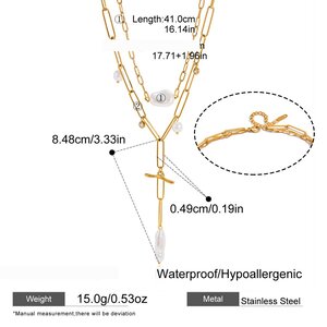 Vacation Shell Stainless Steel Waterproof Gold Color Women's Layered Necklaces h5