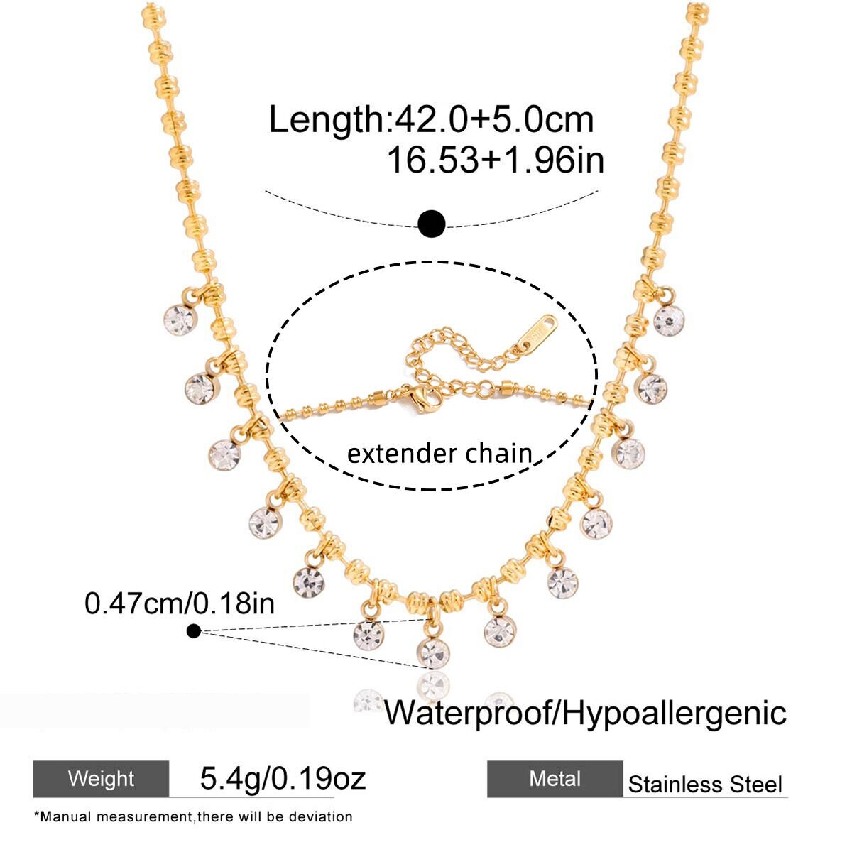 Simple Circle Stainless Steel Waterproof Gold Color Zircon Women's Pendant Necklaces h5 