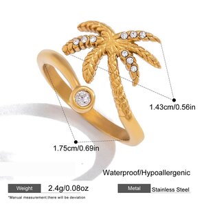 Oceanic Style Coconut Tree Shape Stainless Steel Waterproof Gold Color Women's Necklaces Sets h5