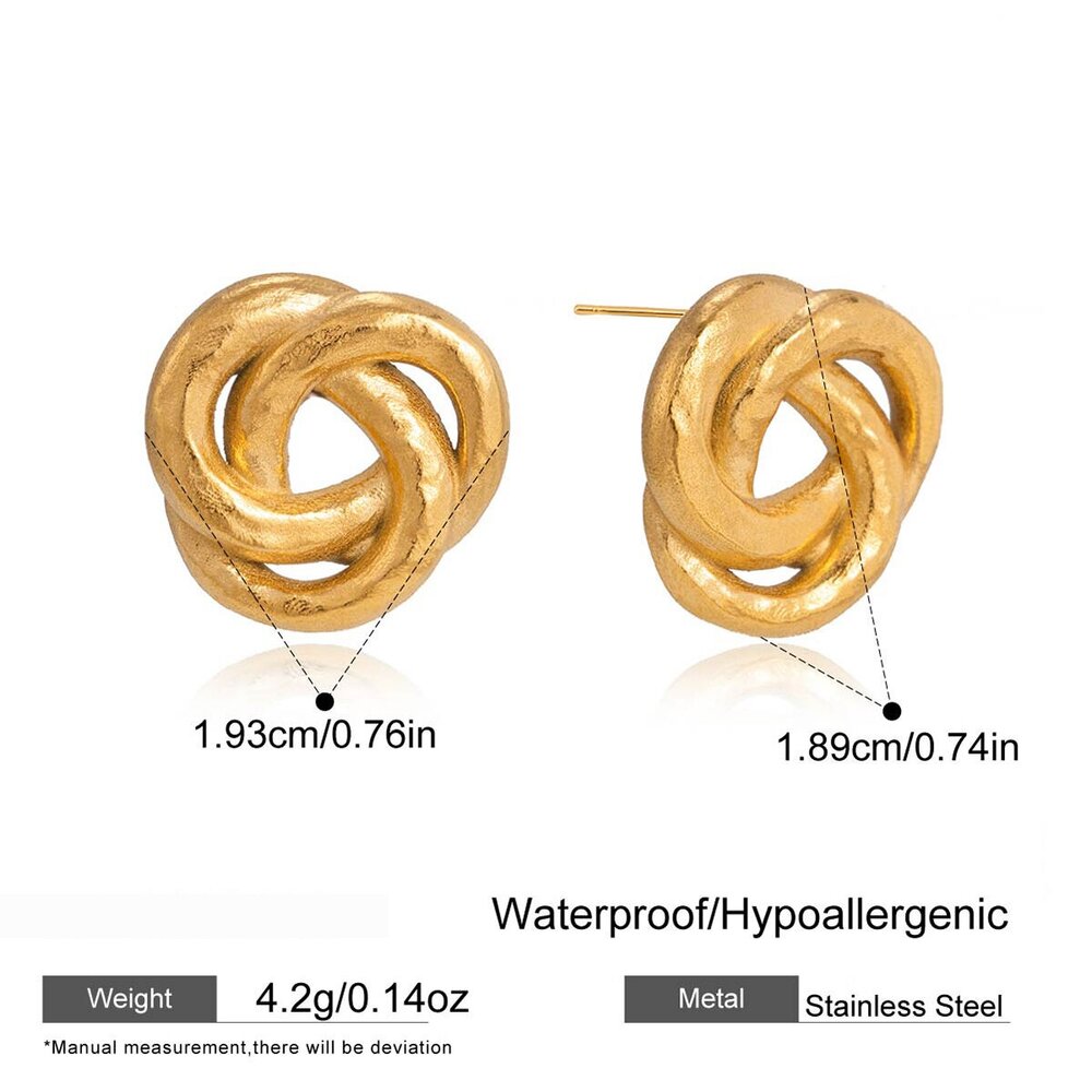 Daily Twist Stainless Steel Waterproof Gold Color Women's Stud Earrings
