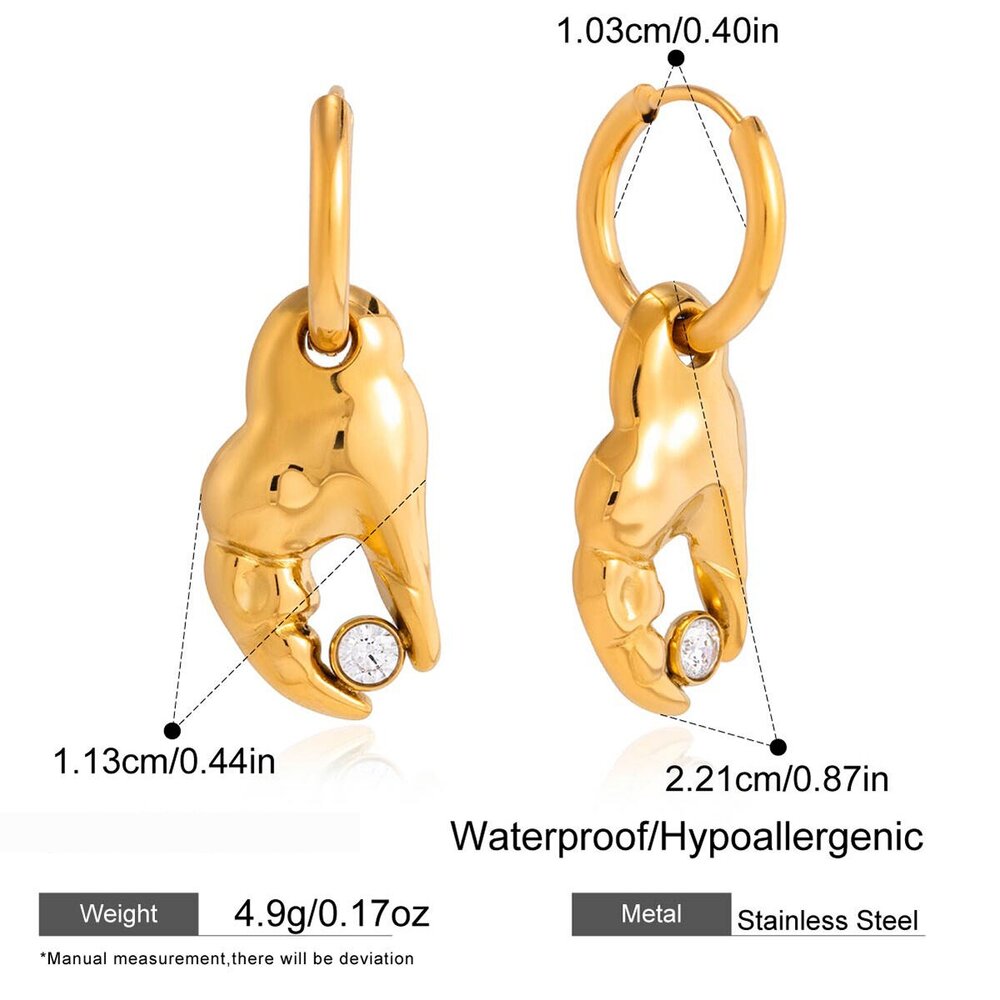 Oceanic Style Stainless Steel Waterproof Gold Color Rhinestone Women's Necklaces Sets