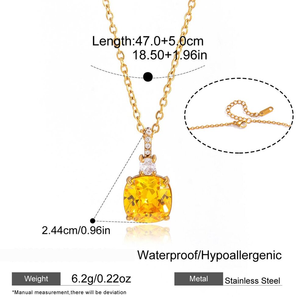 Simple Rectangle Stainless Steel Waterproof Gold Color Women's Pendant Necklaces