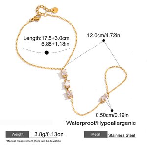 Chaîne De Poignet Pour Femme, Forme Rectangulaire Elliptique Simple, En Acier Inoxydable, Couleur Or, Avec Zircon, Étanche. h5