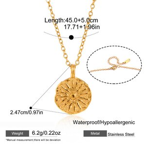 Retro Sun Moon Stainless Steel Waterproof Gold Color Women's Pendant Necklaces h5