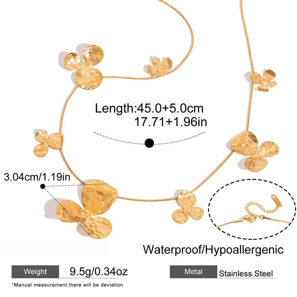 Romantic Series Flower Stainless Steel Waterproof Gold Color Women's Necklaces Sets