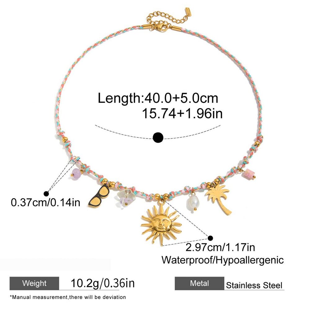 Romantic Series Sweet Sun Stainless Steel Waterproof Gold Color Women's Pendant Necklaces