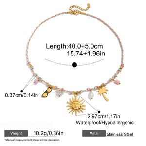 Romantic Series Sweet Sun Stainless Steel Waterproof Gold Color Women's Pendant Necklaces h5