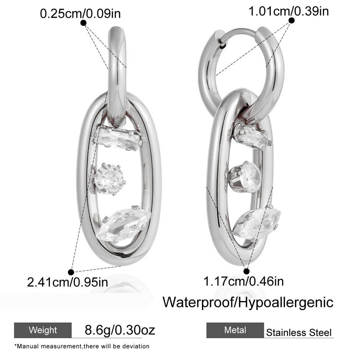 Simple Irregular Shape Stainless Steel Waterproof Gold Color Zircon Women's Drop Earrings h5 