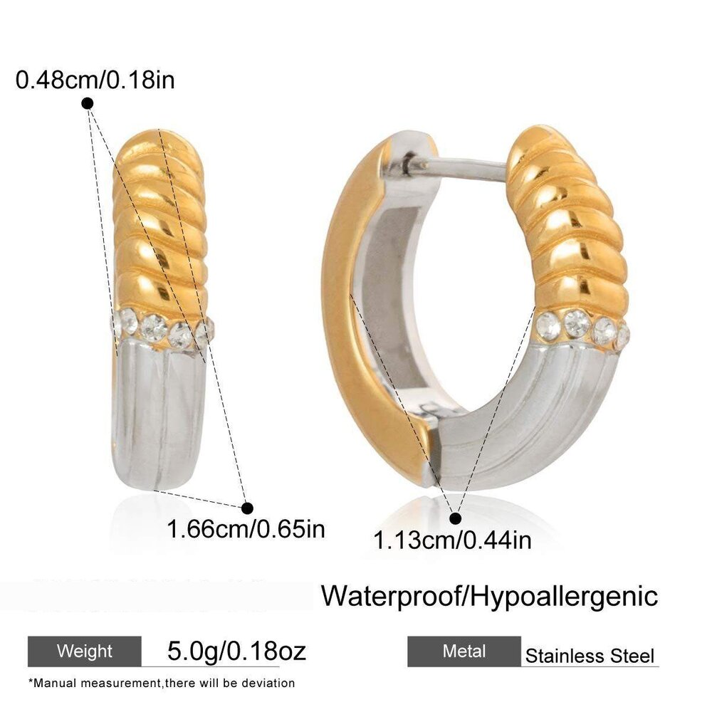 Circle Stainless Steel Waterproof Mixed Color Rhinestone Women's Hoop Earrings