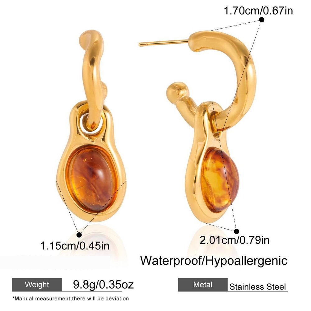 Retro Droplet Resin Gold Color Women's Drop Earrings
