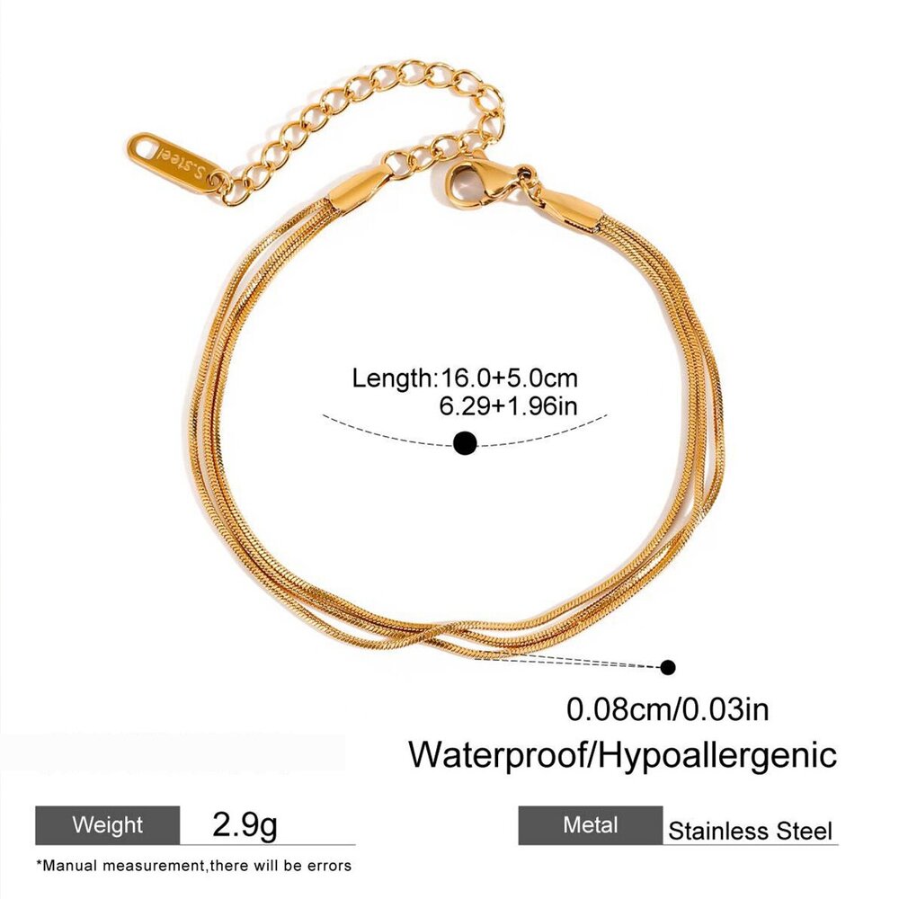 Classic Lines Mixed Gold Stainless Steel Waterproof Women's Chain Bracelets