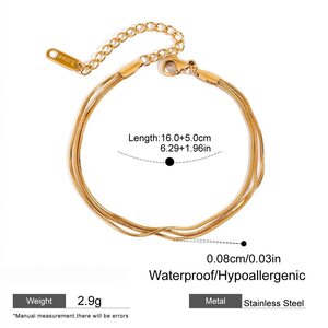 Classic Lines Mixed Gold Stainless Steel Waterproof Women's Chain Bracelets h5