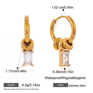 Schlichte, Runde, Wasserdichte Ohrhänger Aus Edelstahl In Goldfarbe Mit Zirkonia Für Damen h5