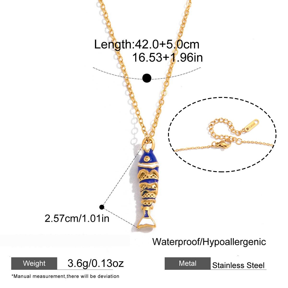 Vacation Enamel Fish Stainless Steel Waterproof Gold Color Women's Pendant Necklaces h5 