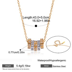 Simple Circle Stainless Steel Waterproof Gold Color Zircon Women's Pendant Necklaces h5