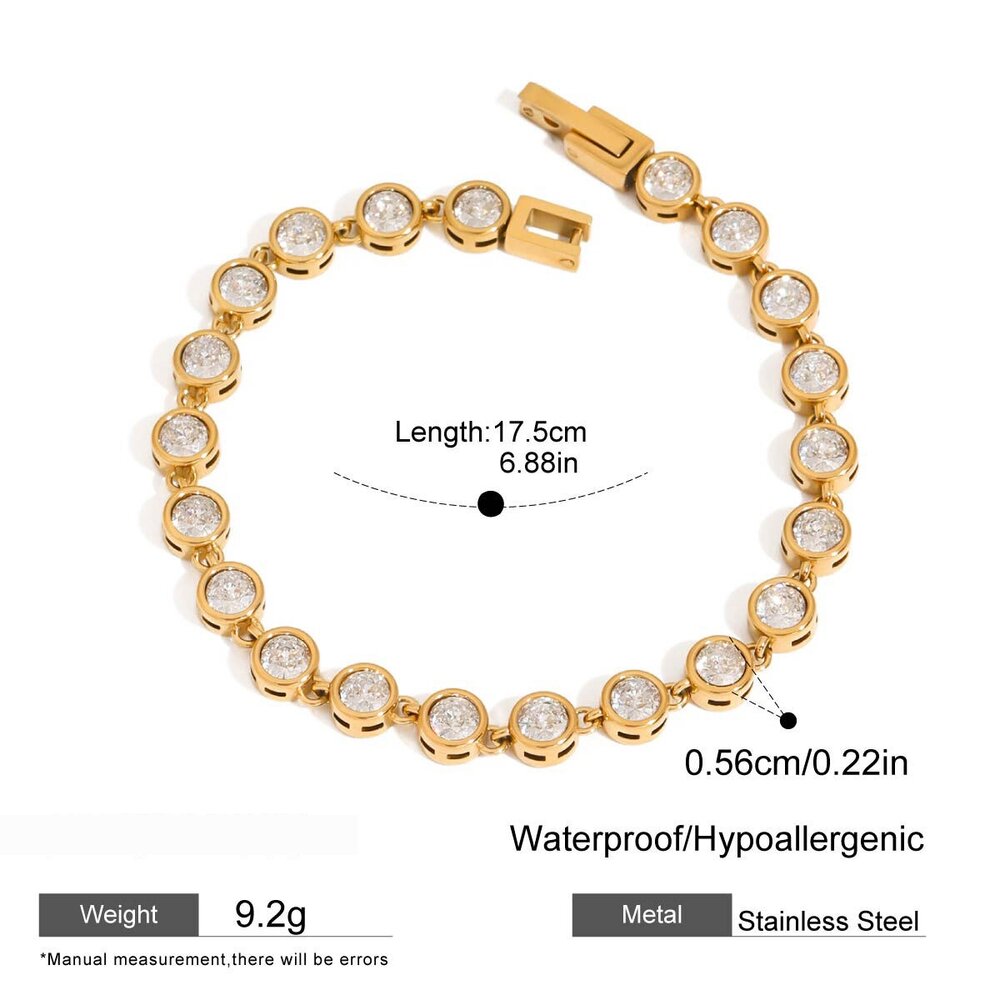 Luxurious Simple Chain Butterfly Stainless Steel Waterproof Gold Color Zircon Women's Chain Bracelets