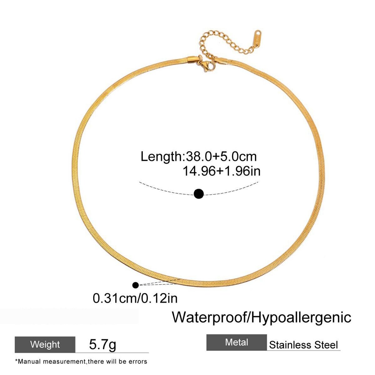 Simple Circle Rectangle Stainless Steel Waterproof Gold Color Zircon Women's Pendant Necklaces h5 