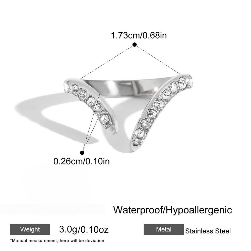 Irregular Shape Stainless Steel Waterproof Zircon Women's Gemstone Rings