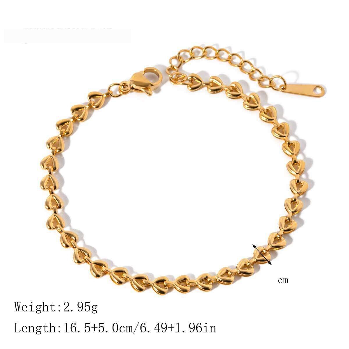 Stainless Steel Waterproof Gold Color Zircon Women's Beaded Bracelets 