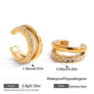 Simple Heart Stainless Steel Waterproof Gold Color Rhinestone Women's Drop Earrings h5