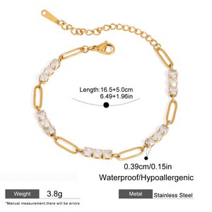 Simple Chain Stainless Steel Waterproof Gold Color Zircon Women's Chain Bracelets h5