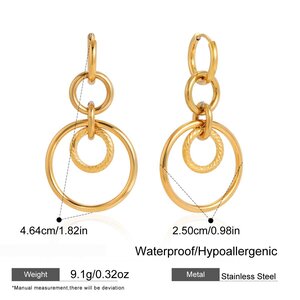 Simple Circle Mixed Gold Stainless Steel Waterproof Women's Drop Earrings h5