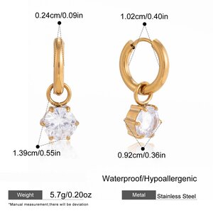 Simple Droplet Stainless Steel Waterproof Gold Color Zircon Women's Drop Earrings h5