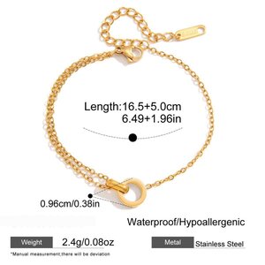 Simple Circle Mixed Gold Stainless Steel Waterproof Women's Necklaces Sets h5