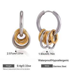 Simple Circle Mixed Gold Stainless Steel Waterproof Gold Color Women's Drop Earrings h5