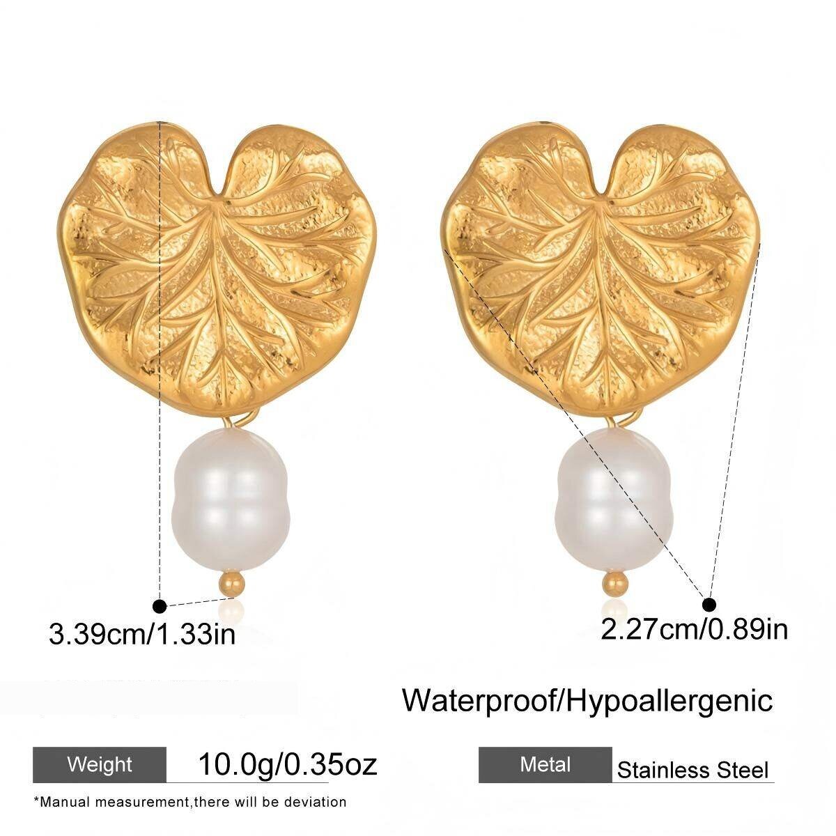 Klassische Blatt-Ohrhänger Aus Edelstahl In Goldfarbe, Wasserfest Und Anlaufgeschützt, Für Damen h5 Bild2
