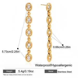 Simple Circle Stainless Steel Gold Color Zircon Waterproof&Anti-Tarnish Women's Dangle Earrings h5