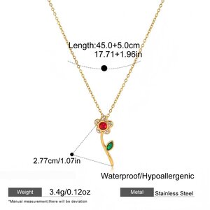 Designbare Damen-Halskette Mit Blumenanhänger Aus Edelstahl In Goldfarbe, Wasserfest Und Anlaufgeschützt h5 Bild2