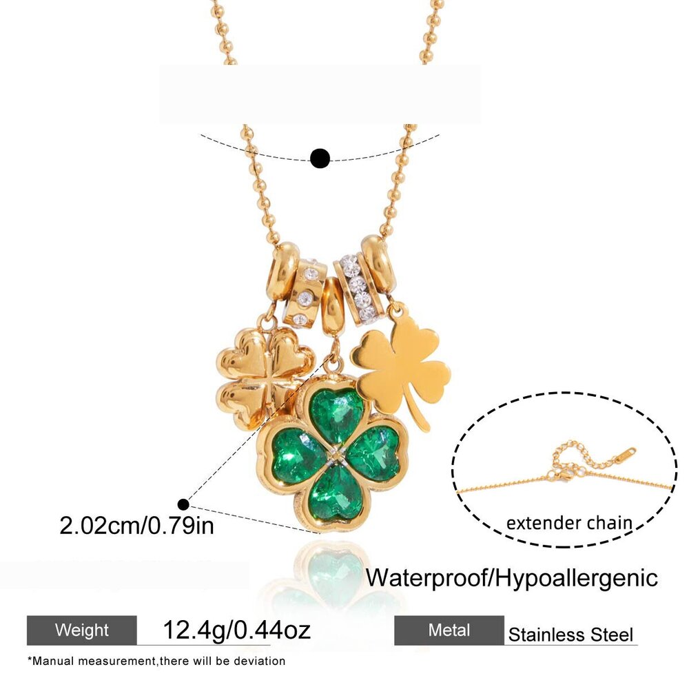 Elegantes Kleeblatt-Halsketten-Set Aus Edelstahl In Goldfarbe, Wasserfest Und Anlaufgeschützt, Für Damen Bild2