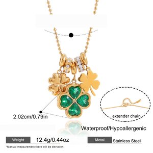Elegantes Kleeblatt-Halsketten-Set Aus Edelstahl In Goldfarbe, Wasserfest Und Anlaufgeschützt, Für Damen h5 Bild2