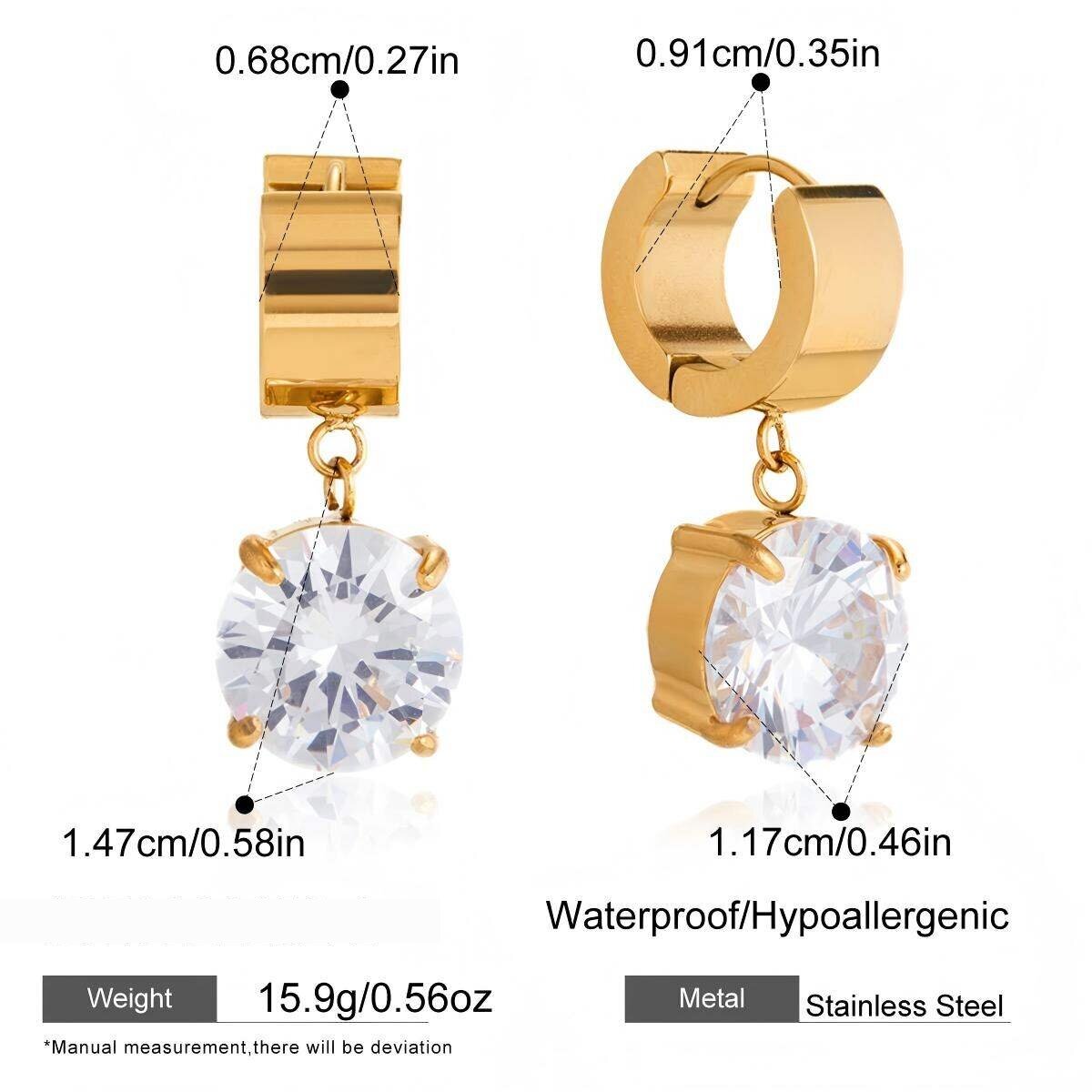 Pretty Rectangle Stainless Steel Gold Color Zircon Waterproof&Anti-Tarnish Women's Drop Earrings h5 