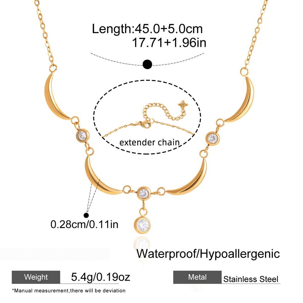 Sleek Star Moon Stainless Steel Gold Color Waterproof&Anti-Tarnish Women's Pendant Necklaces Picture2