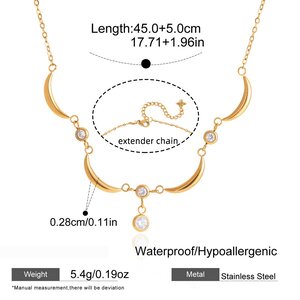 Sleek Star Moon Stainless Steel Gold Color Waterproof&Anti-Tarnish Women's Pendant Necklaces h5 Picture2