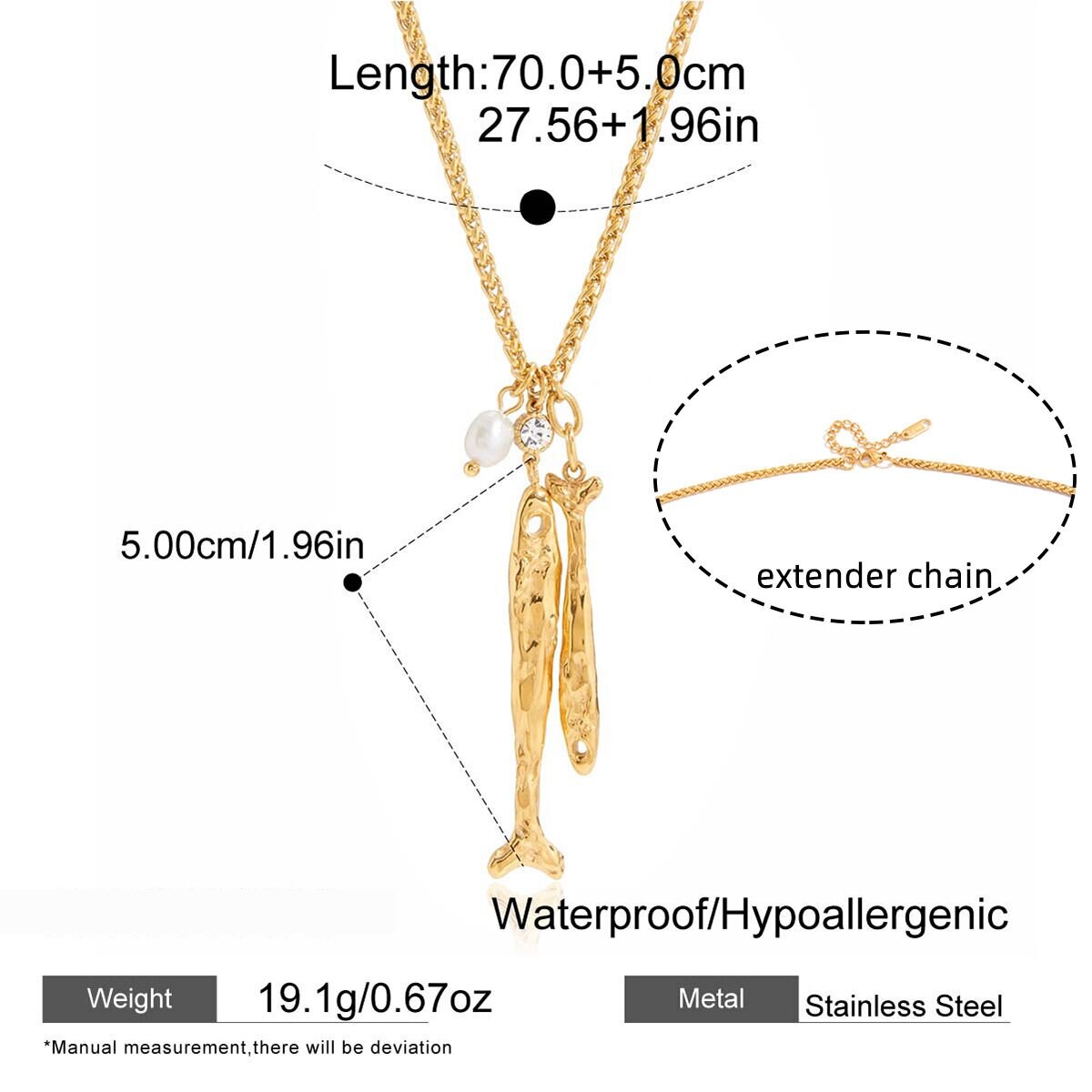 Colliers Pendentifs Pour Femmes Luster Fish En Acier Inoxydable Couleur Or, Imperméables Et Anti-Ternissement h5 Image2