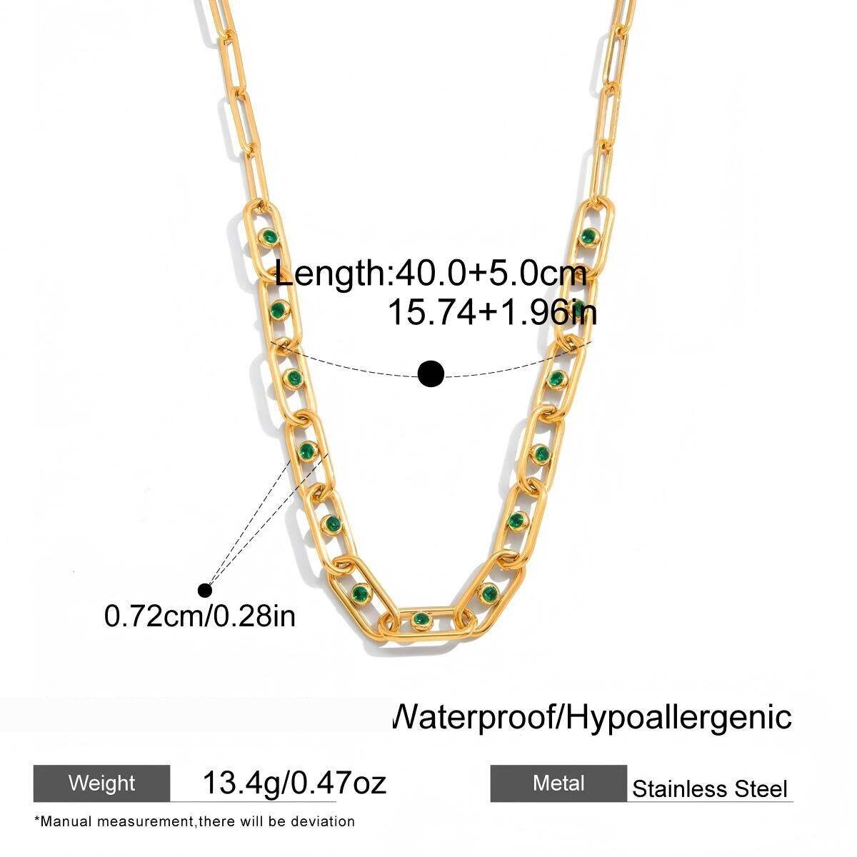 Simple Chain Stainless Steel Gold Color Zircon Waterproof&Anti-Tarnish Women's Chain Necklaces Picture2