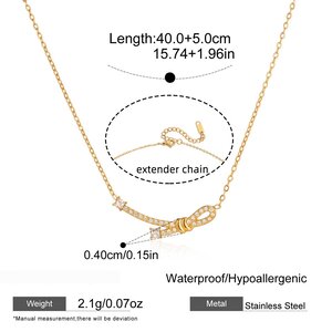 Elegante Damen-Halskette Mit Schleifenknoten Aus Edelstahl In Goldfarbe, Wasserfest Und Anlaufgeschützt h5 Bild2