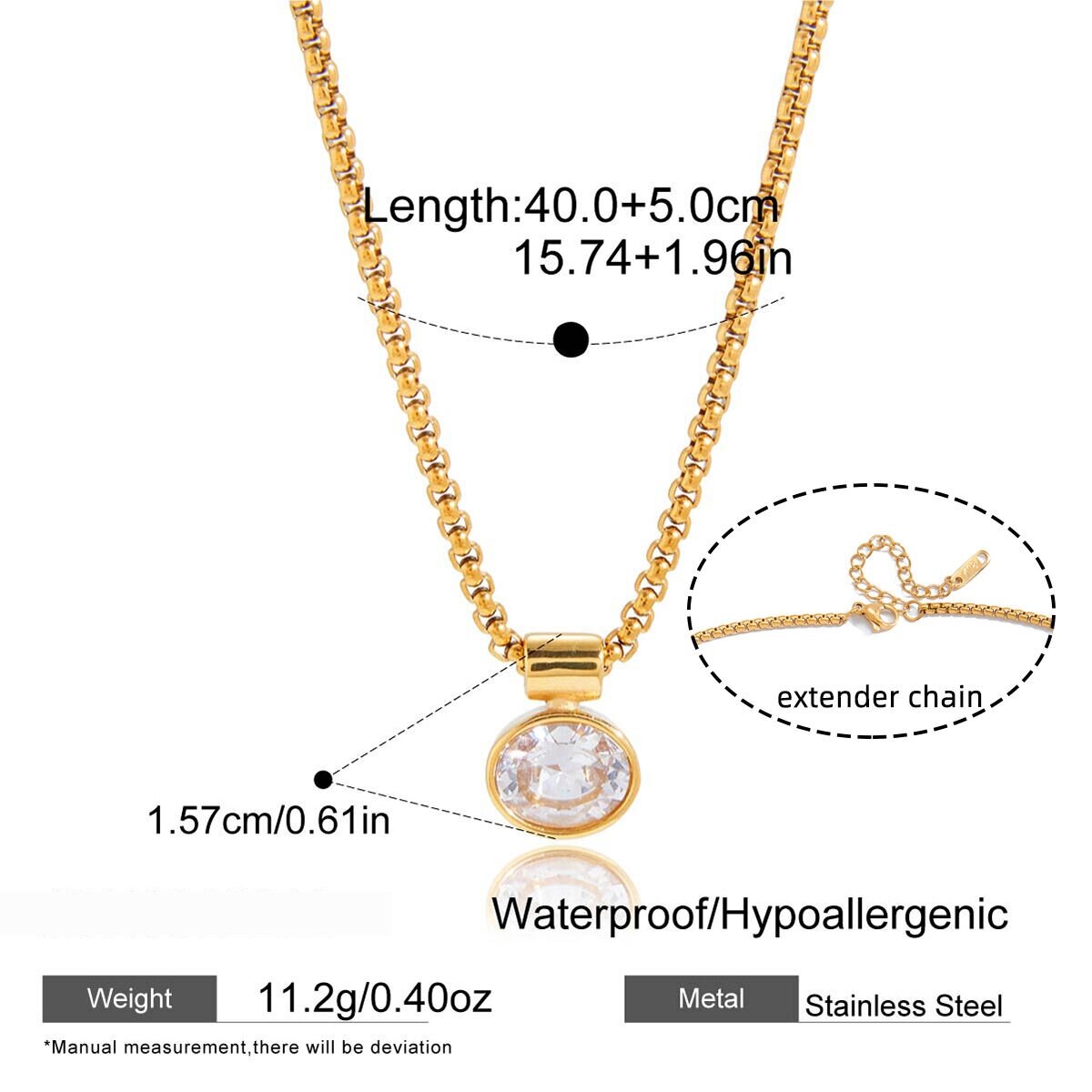 Classic Stainless Steel Gold Color Zircon Waterproof&Anti-Tarnish Women's Pendant Necklaces Picture2